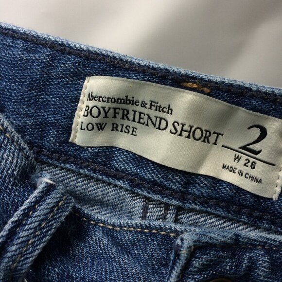 Abercrombie & Fitch Shorts Boyfriend Denim Distressed 100% Cotton Size 2 - Picture 2 of 3